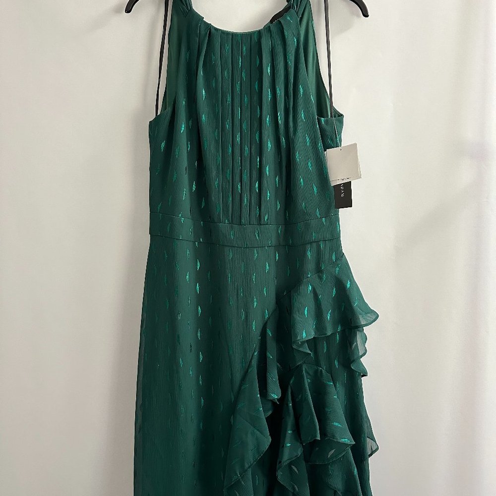 Betsy & Adam Foil Print Ruffle Gown with Tags!